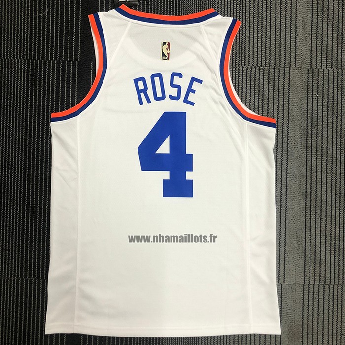 Maillot New York Knicks Derrick Rose NO 4 75th Anniversary Blanc